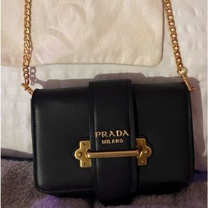 Authentic Prada Cahier removable chain Shoulder Clutch Crossbody Bum bag 4 way.